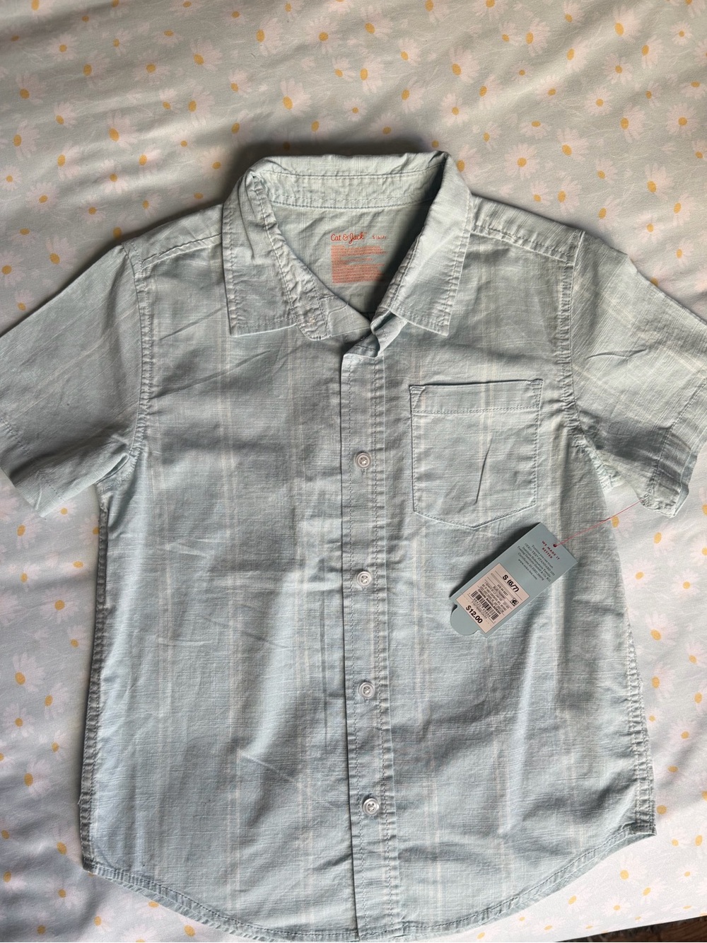 Cat & Jack Pale Blue Short-Sleeve Button-Down Shirt